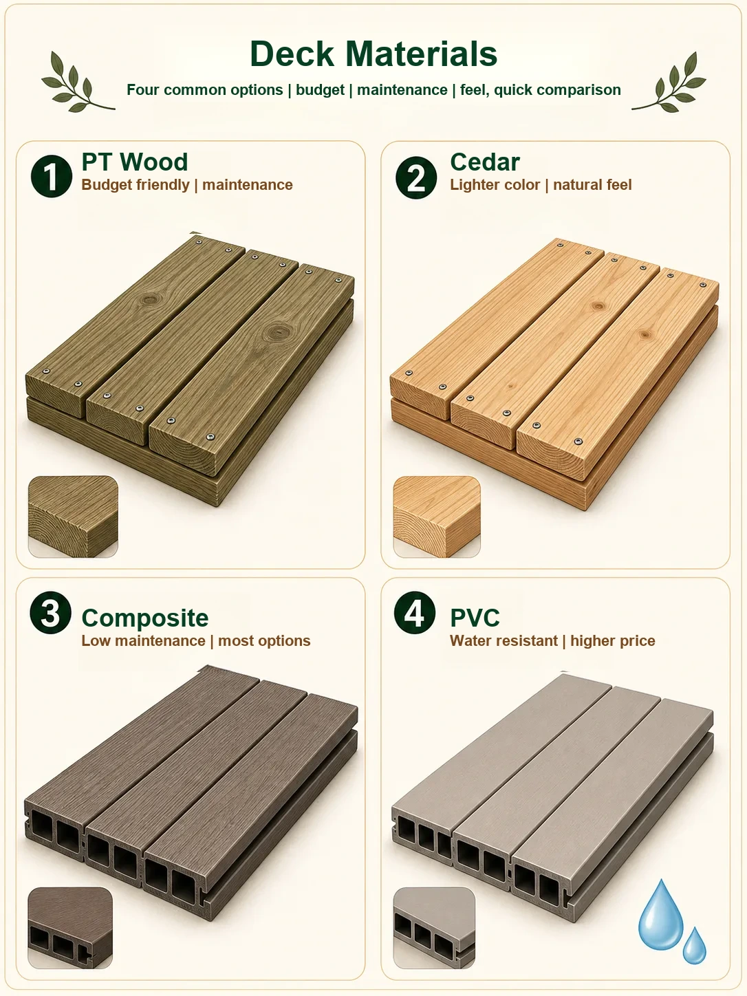 Deck material options.
