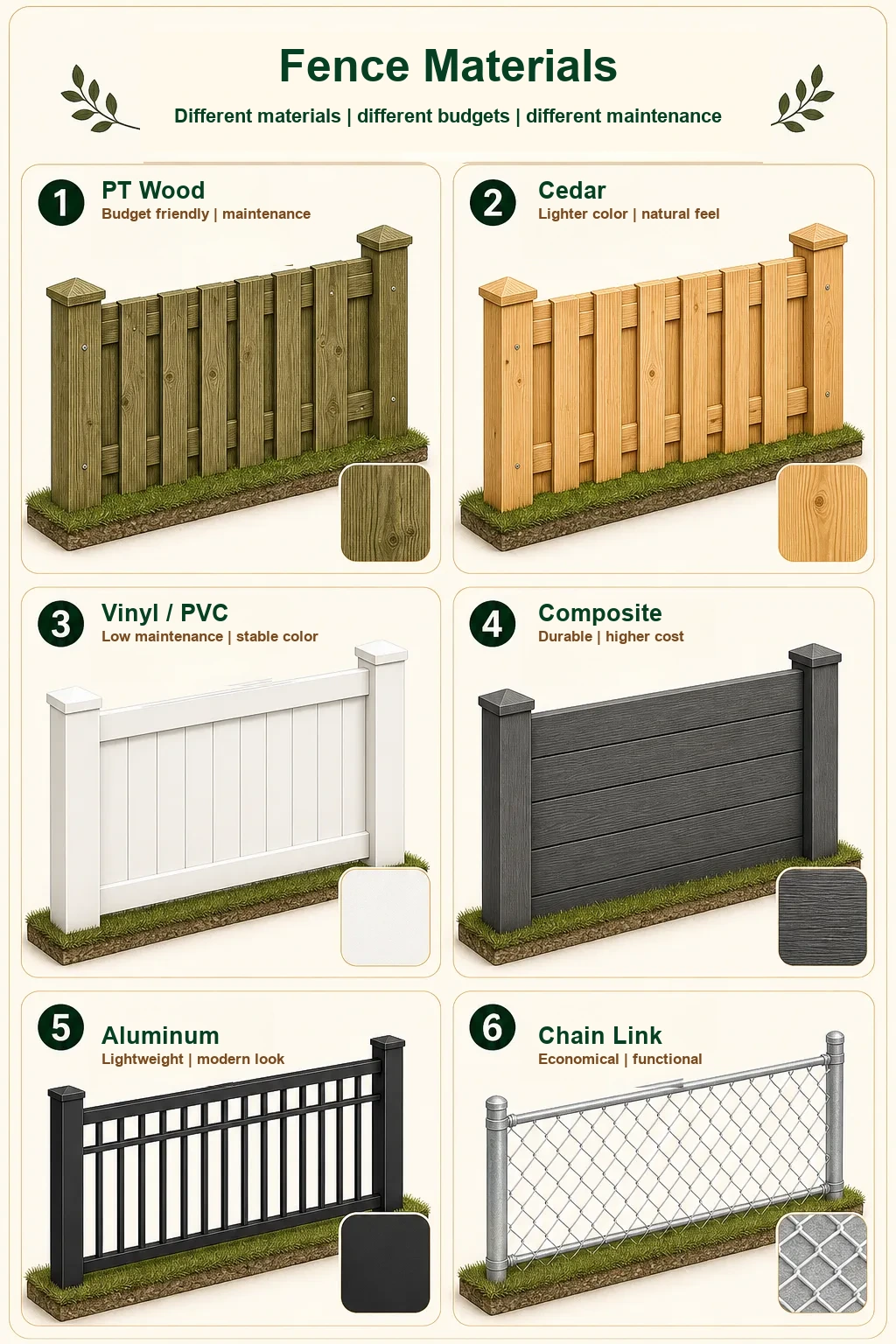 Fence material options.