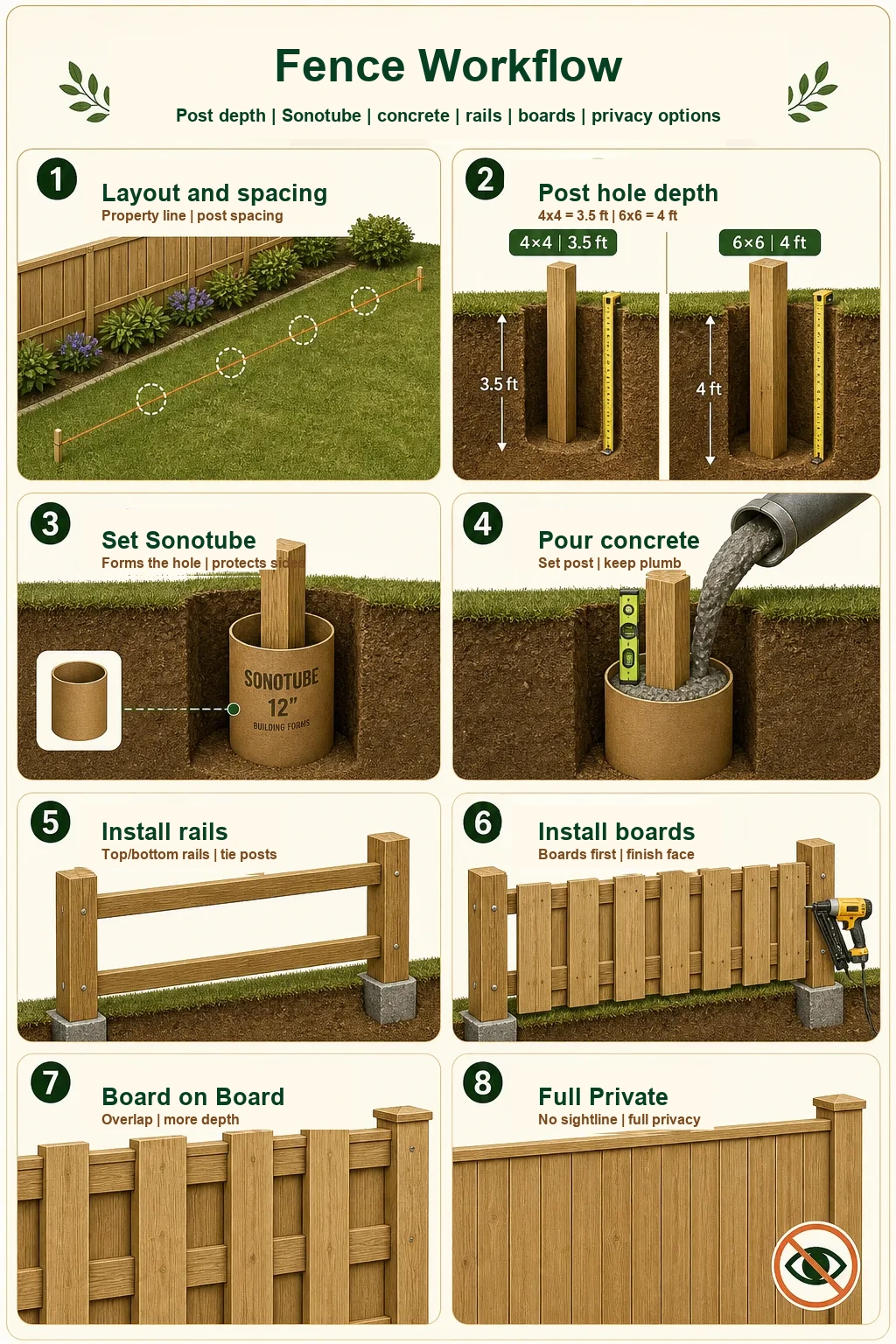 Fence install sequence.